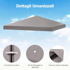 Copertura per Gazebo, Tetto Ricambio per Gazebo, Tetto del Padiglione 3x3 m (Grigio)