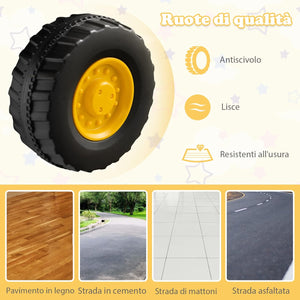 Escavatore Giocattolo Cavalcabile, Ruspa per Bambini con Benna da Scavo Girevole, Clacson e Spazio di Archiviazione Nascosto, Regalo per Bambini 1-3 Anni, Giallo (Stile 2)