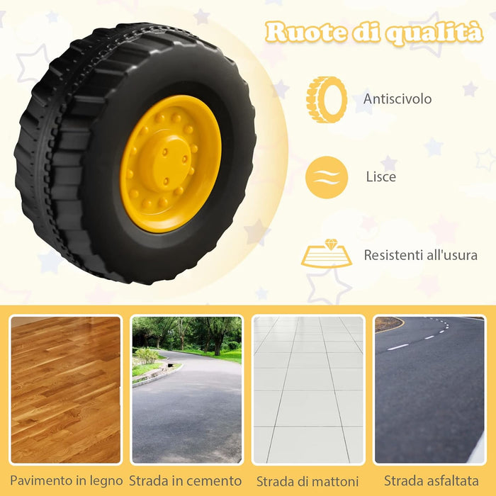 Escavatore Giocattolo Cavalcabile, Ruspa per Bambini con Benna da Scavo Girevole, Clacson e Spazio di Archiviazione Nascosto, Regalo per Bambini 1-3 Anni, Giallo (Stile 2)