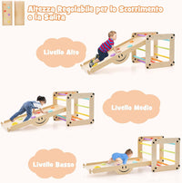 5 in 1 Set da Arrampicata per Bambini, Giochi da Arrampicata Pieghevoli in Legno con Rampe Regolabili e Reversibili, Scala da Arrampicata per Bambini 3+ Anni (Colorato)