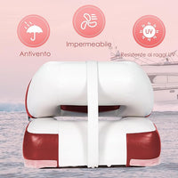 Set di 2 Sedie da Barca, Sedie per Barca Con Schienale Basso, Sedia da Barca Pieghevole, con Schiuma Spessa, Cinghia di Fissaggio, 50 x 42 x 52 cm (Rosso+Bianco)