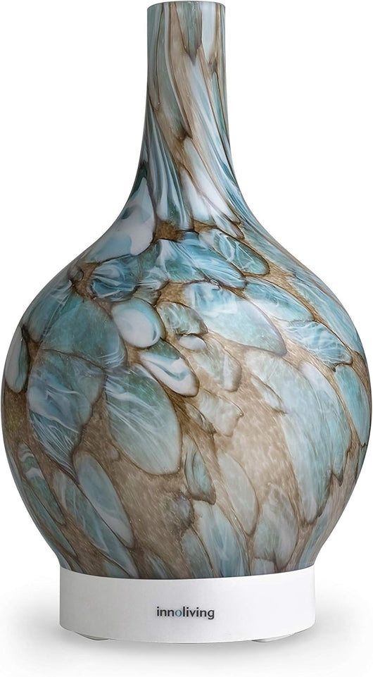 Innoliving INN-773G Diffusore d'Aroma ad Ultrasuoni in Vetro, Capacità 150ml, Copertura in Vetro Effetto Marmo Resistente