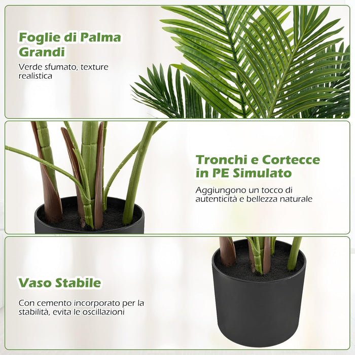 Set di 2 Piante Artificiali di Palma 90 CM/140 CM, Pianta Finta in Vaso da Interno ed Esterno, Decorazione Moderna per Soggiorno, Veranda, Ufficio e Negozio (140 cm)
