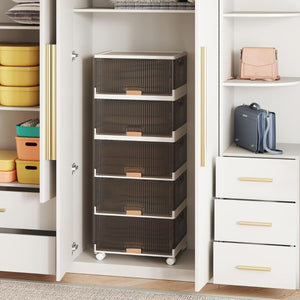 Grande organizer per casa con porte scorrevoli, Scatole pieghevoli per scarpe con ruote staccabili Bianco-Cassettiere