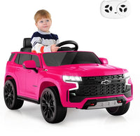 12V Macchina Elettrica per Bambini Chevrolet, SUV Elettrica con Telecomando Luci Luminose e Musica, 3-3,5 km/h, Ideale per Bambini di 3-6 Anni (Rosa)