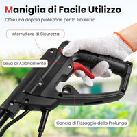 Motozappa Elettrica a Filo, Zappatrice da Giardino con Manico Ergonomico e Motore Forte, Motocoltivatore Pieghevole per Scavare Terreno del Prato (32,5 x 24 x 138 cm,Rosso)