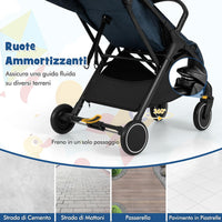 Passeggino Leggero per Bambini, Passeggino da Viaggio con Schienale Regolabile, Passeggino Portatile per Bambini con Schienale Reclinabile e Cappotta Regolabile, per Bambini 0-3 Anni (Blu)