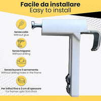 Supporto Gancio No Foro Regolabile per Tende a Rullo e a Pacchetto - 1 Coppia - Installazione Facile e Sicura