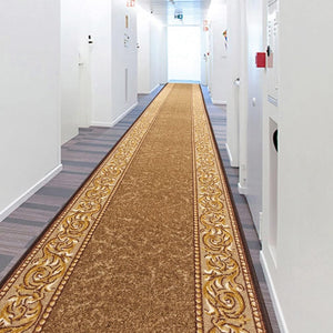 Passatoia Scala Bordata 67x750 cm Ingresso Corridoio Tappeto Cucina Gradini Stile Barocco Marrone