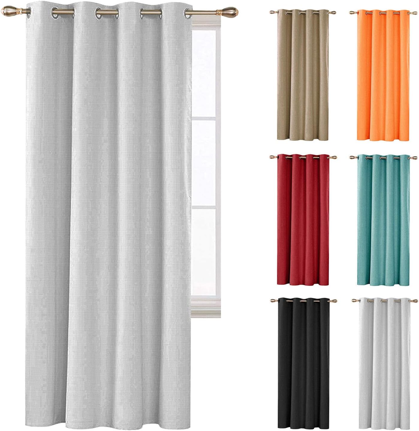 Tenda Porta Finestra 140x280 cm Tessuto Semitrasparente Coprente Occhielli Acciaio