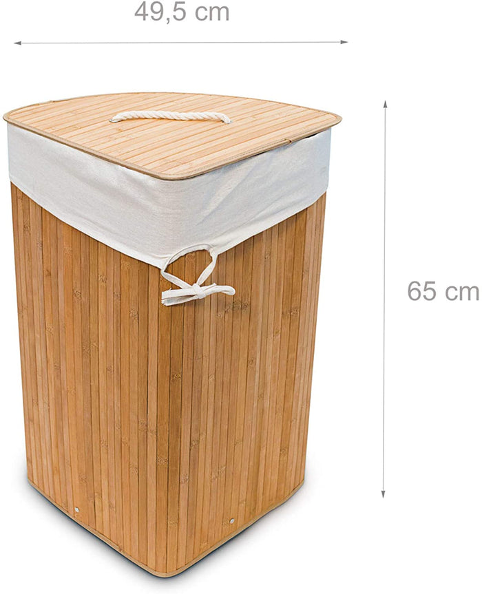 Cesto portabiancheria pieghevole con sacco triangolare 65 cm bambù natura 13_0001902_4