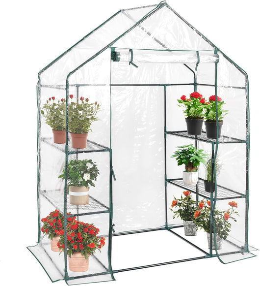 Serra da Giardino per Orto e Piante Inverno, Serra da Esterno con Telaio in Alluminio, Porta Avvolgibile e Telo Trasparente, Serra Robusta per Giardino e Balcone, 143 x 73 x 195 cm