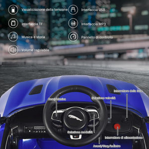 Jaguar Auto Elettrico 12 V per Bambini, Macchina Elettrica con Telecomando, con Luci Musica Storia, Avvio Lento, Velocit¨¤ 3-5 km/h (Blu)