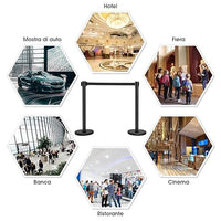 4 Paletti di Delimitazione, Barriera in Acciaio Inox per Code, Colonnine Segnapercorso Transenna Eliminacode Separacode, Ideale per Hotel Ristorante Cinema (Nero)