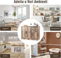 Credenza da Cucina, Mobile Buffet da Terra con 2 Cassetti, 3 Ante e 1 Ripiano Regolabile, per Sala da Pranzo, Cucina, Salotto, Ingresso, Grigio