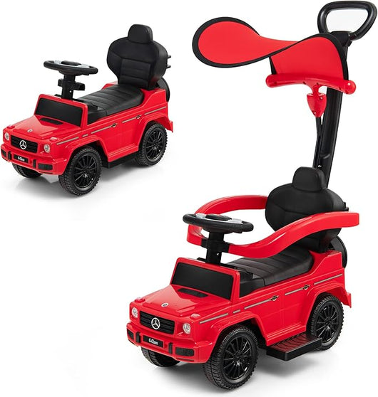 Auto a Spinta per Bambini, Macchina Cavalcabile a Spinta con Tettuccio Regolabile Maniglia per Genitori Paracolpi, Ideale per Bambini 12-36 Mesi (Rosso)