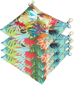 Set 4 Cuscini Sedia Palme Colorate Morbidi Imbottiti Ovatta Universali Coprisedie Cotone Lavabile