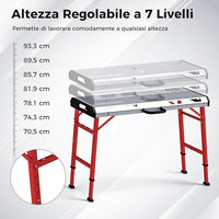 Tavolo da Lavoro Pieghevole, Banco da Lavoro Portatile con Altezza Regolabile a 7 Livelli e 2 Staffe da Saldatura, Capacità di Carico 450 KG (Modello 2)