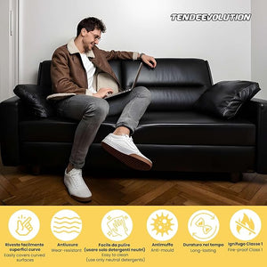 Tessuto Ecopelle Nautica Tappezzeria Alta Qualità "POPPATEX" - Colore GIALLO 80 - Morbida e Resistente - Vendita al Metro - H.140