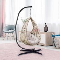 Supporto per Amaca a Sedia a Forma di C, Sostegno per Sedia in Acciaio, Carico Massimo di 150 kg, Nero (Solo Telaio, Senza Amaca a Sedia)