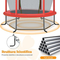 Trampolino Elastico Bambino in Acciaio, Tappeto Elastico Bambini da Esterno e da Interno, con Rete e Cusicnetti Antiscivolo