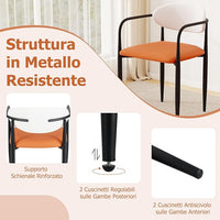 Set di 2 Sedie da Pranzo 54 x 54 x 77 cm, Sedie da Cucina con Sedile Imbottito in Finta Pelle, Schienale e Telaio in Metallo, Poltrone per Soggiorno e Ufficio