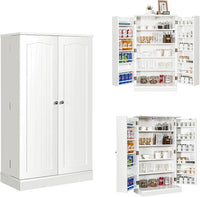 Armadietto Dispensa Alto 104 cm, Mobiletto da Cucina con Ante e Ripiani Regolabili, Credenza Autoportante per Sala da Pranzo, Soggiorno, Camere da Letto, 59 x 30 x 104 cm (Bianco)