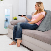 Cuscino a Cuneo per Letto, Cuscino da Lettura Relax e Multiuso, per Gambe Schiena e Ginocchio, con Fodera Lavabile, 55 x 52 x 33 cm