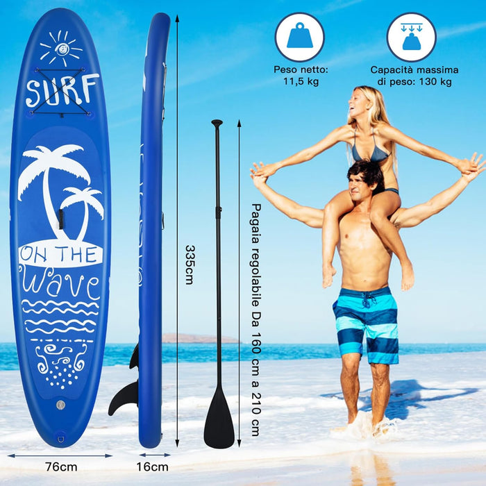 SUP Stand Up Paddle Board Tavola da SUP Gonfiabile con Borsa e Pinne