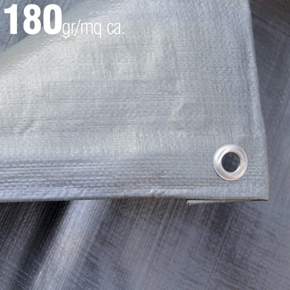 TELO TELONE OCCHIELLATO POLIETILENE IMPERMEABILE COPERTURA 180Gr 4X5m GRIGIO VERDELOOK