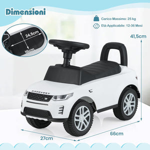 Macchinina Cavalcabile per Bambini, Macchina a Spinta con Clacson, Suoni del Motore e Spazio di Stoccaggio, Auto Giocattolo per Bambini da 1-3 Anni (Bianco)