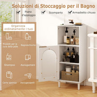 Armadietto da Bagno 35 x 30 x 90 cm, Mobiletto Bagno Salvaspazio in Legno con Anta in Vetro Temperato e Ripiano Regolabile, Colonna Salvaspazio per Corridoio, Soggiorno e Cuccina