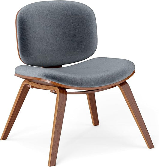 Sedia Relax con Schienale Curvo e Sedile Imbottito, Sedia Laterale con Struttura in Legno, senza Braccioli, per Sala da Pranzo, Soggiorno, Ufficio, Portata 136 kg (Marrone+Grigio Scuro)