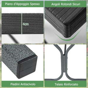 Set Tavolo da Picnic con Panca da 183 cm, Tavolo da Campeggio con 2 Panche per 8 Persone, Foro per Ombrellone, per Giardino, Campeggio, terrazza, Portato Totale 650 kg (Nero)