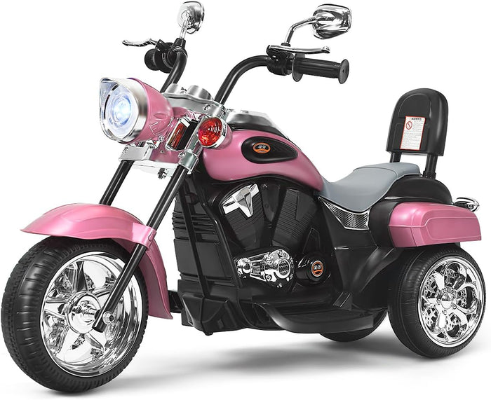 6V Moto Elettriche per Bambini, Moto Cavalcabile Marcia Avanti e Indietro, Portanza di Peso 30kg (Rosa Chiaro)