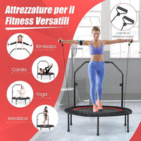 Mini Trampolino Pieghevole 101cm, Trampolino Fitness per Adulti e Bambini,con Maniglia Altezza Regolabile, Capacità di Carico 150 kg