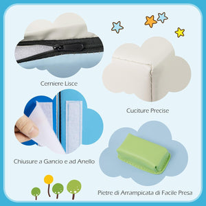 Set di 6 Blocchi di Schiuma per Arrampicata per Bambini, Blocchi in Schiuma per Arrampicarsi e Strisciare, Costruzione Mattoncini Morbidi per Bambini 12+ Mesi (Blu)