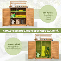 Armadio da Esterno in Legno, Casetta da Esterno con Ante, Ripiani e Serrature, Armadietto Versatile da Giardino, Balcone e Cortile (87 x 45 x 120 cm)