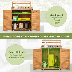 Armadio da Esterno in Legno, Casetta da Esterno con Ante, Ripiani e Serrature, Armadietto Versatile da Giardino, Balcone e Cortile (87 x 45 x 120 cm)