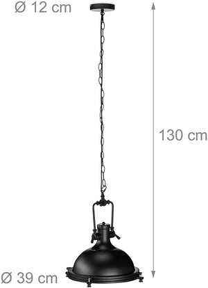 Lampada a sospensione in stile industriale plafoniera in vetro opalino in ferro paralume rotondo nero 13_0001370_2