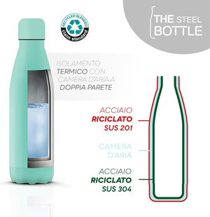 The Steel Bottle Bottiglia termica in Acciaio Inox Capacità 500 ml Chiusura Ermetica - Acqua Marine