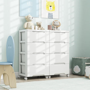 Carrello di Stoccaggio con Ruote, Cassettiera Verticale con Cassetti, Armadietto Contenitore di Stoccaggio, Organizzatore di Plastica per Casa Ufficio (4 cassetti)