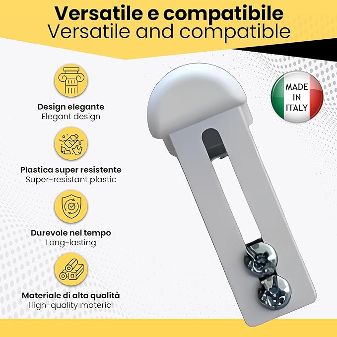 Supporto Gancio No Foro Regolabile per Tende a Rullo e a Pacchetto - 1 Coppia - Installazione Facile e Sicura