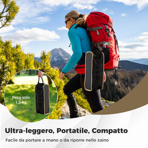 Sedia da Campeggio Portatile, Sedia Ergonomica Pieghevole da Zaino con Borsa da Trasporto, Poltrona da Esterno per Escursionismo, Spiaggia e Picnic, Portata 150 kg