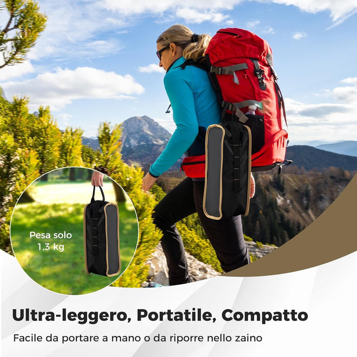Sedia da Campeggio Portatile, Sedia Ergonomica Pieghevole da Zaino con Borsa da Trasporto, Poltrona da Esterno per Escursionismo, Spiaggia e Picnic, Portata 150 kg