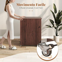 Mobile per Macchina da Cucire Pieghevole, Tavolo da Cucito con Stazione di Ricarica, Ruote Bloccabili, Ripiano e Contenitori (Marrone Scuro, 116 x 41 x 78 cm)