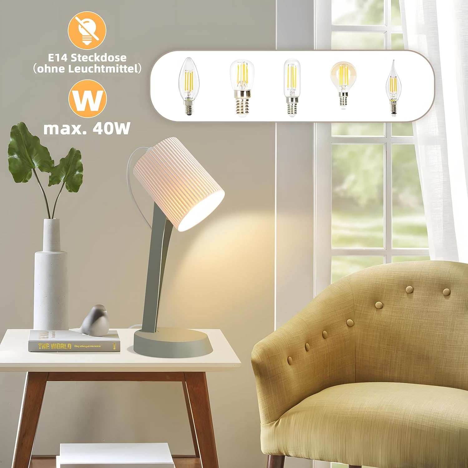 ZMH Lampada da tavolo country moderna con cavo interruttore a levetta per soggiorno