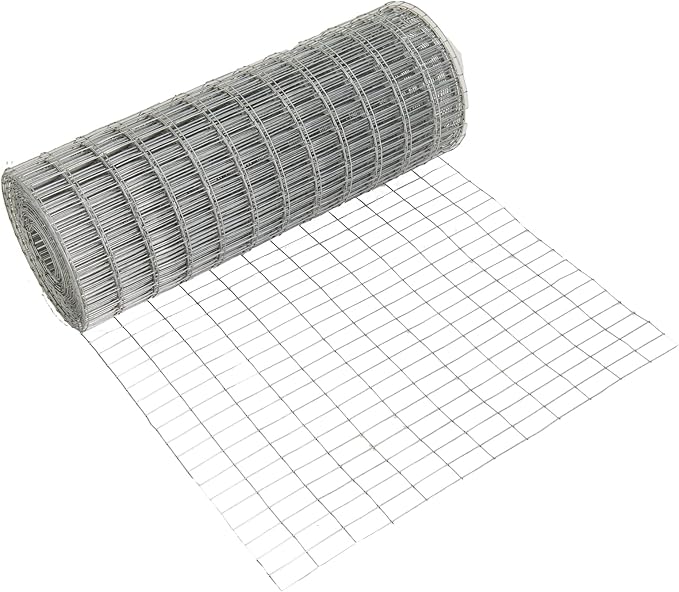 Rete Metallica Portatile, Rotoli di Rete Zincata con Fori di Maglia 50 x 25 mm, Recinto da Giardino in Metallo per Pollai, Gabbie per Conigli, 15 x 0,6 M (L x P), Argento