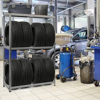 Scaffale Portagomme, Scaffale per Pneumatici in Acciaio 3 Ripiani, Scaffale per 8 Gomme da Officina Garage, 795kg, 120 x 40 x 180 cm