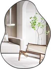 Specchio da Parete 78x56 cm, Specchio da Bagno a Forma Irregolare con Base Posteriore Premium, Specchio Decorativo per Soggiorno Ingresso Bagno (78 x 56 cm Nero)